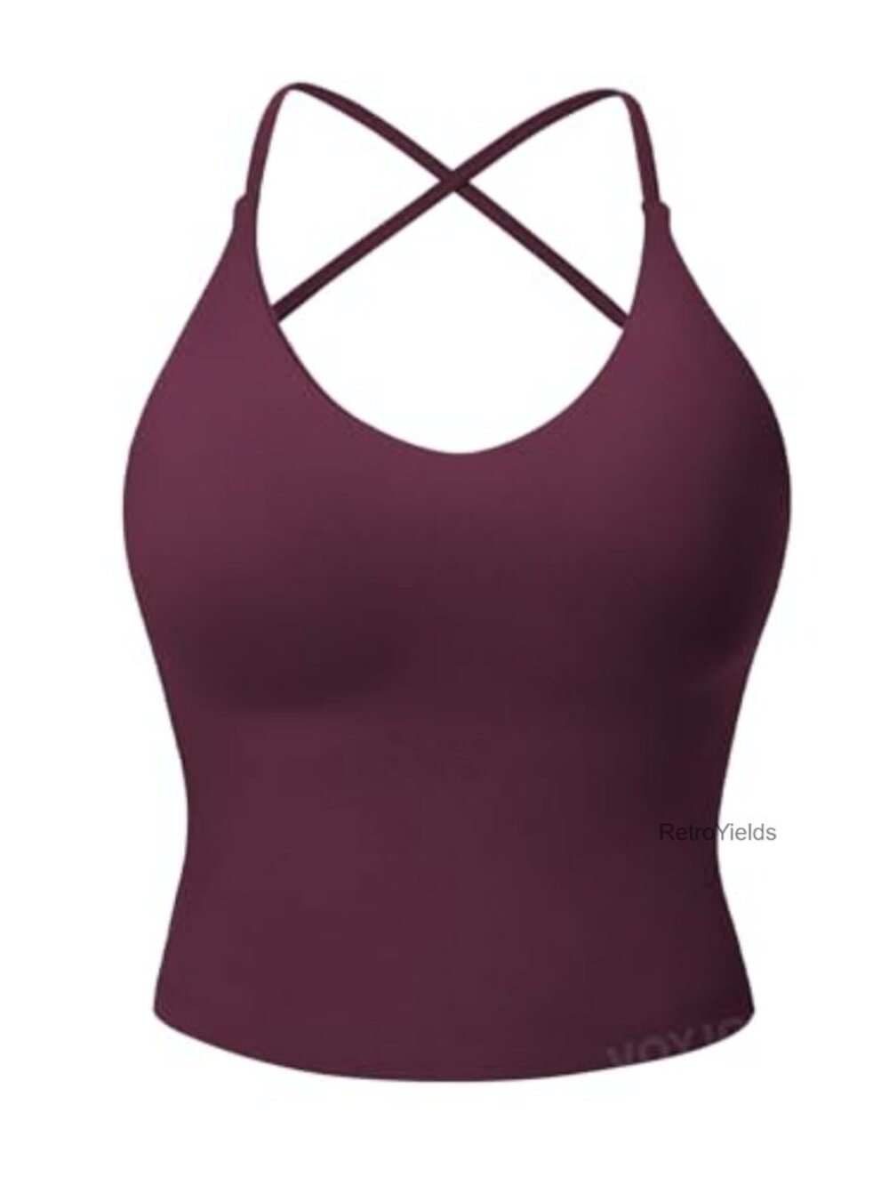 Backless Crop Tank Top with Built-in Bra Adjustable Straps Yoga Gym